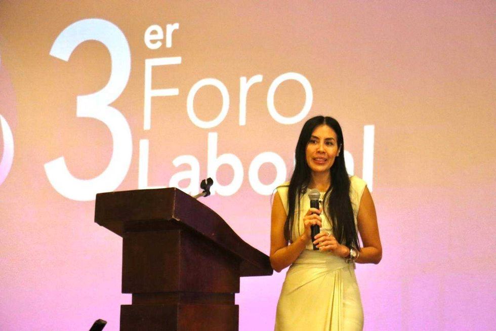 Liliana San Martín Castillo, secretaria del Trabajo, durante la inauguración del Foro Laboral ANADE-COPARMEX Querétaro en su tercera edición.