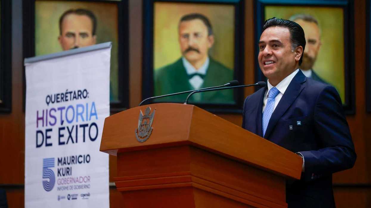 Luis Bernardo Nava Guerrero, secretario de Desarrollo Social de Querétaro, durante el quinto informe de gobierno.