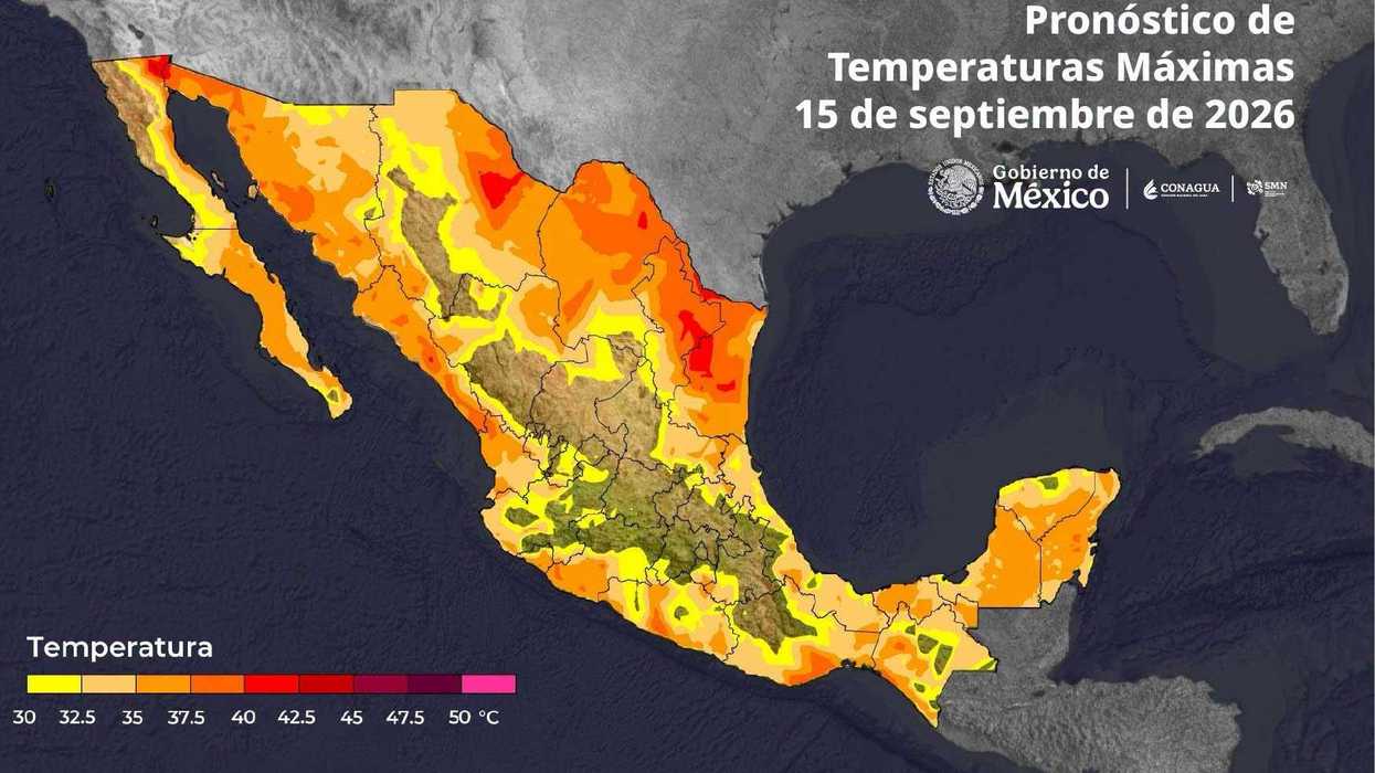 Mapa de Conagua con el pronóstico de temperaturas máximas en México para el 15 de septiembre de 2026