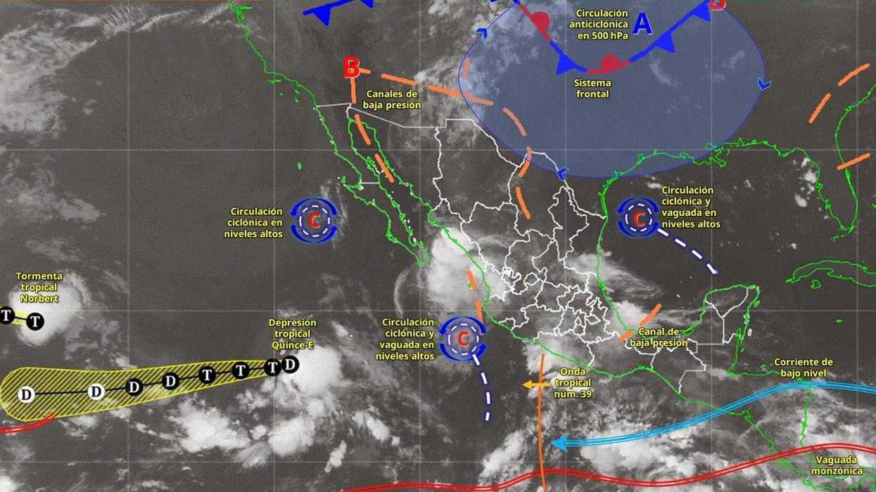 Mapa de sistemas meteorológicos activos en México según Conagua
