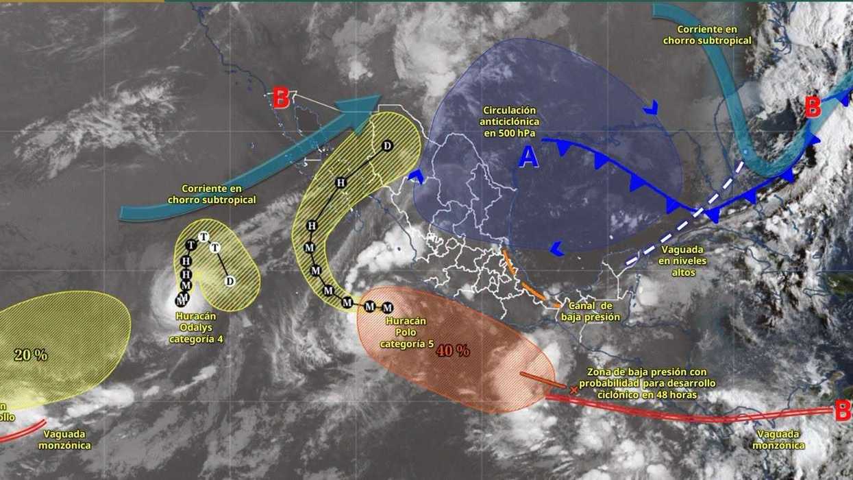 Mapa del SMN con el huracán Polo y sistemas que generan lluvias en Querétaro y el país el 25 de septiembre