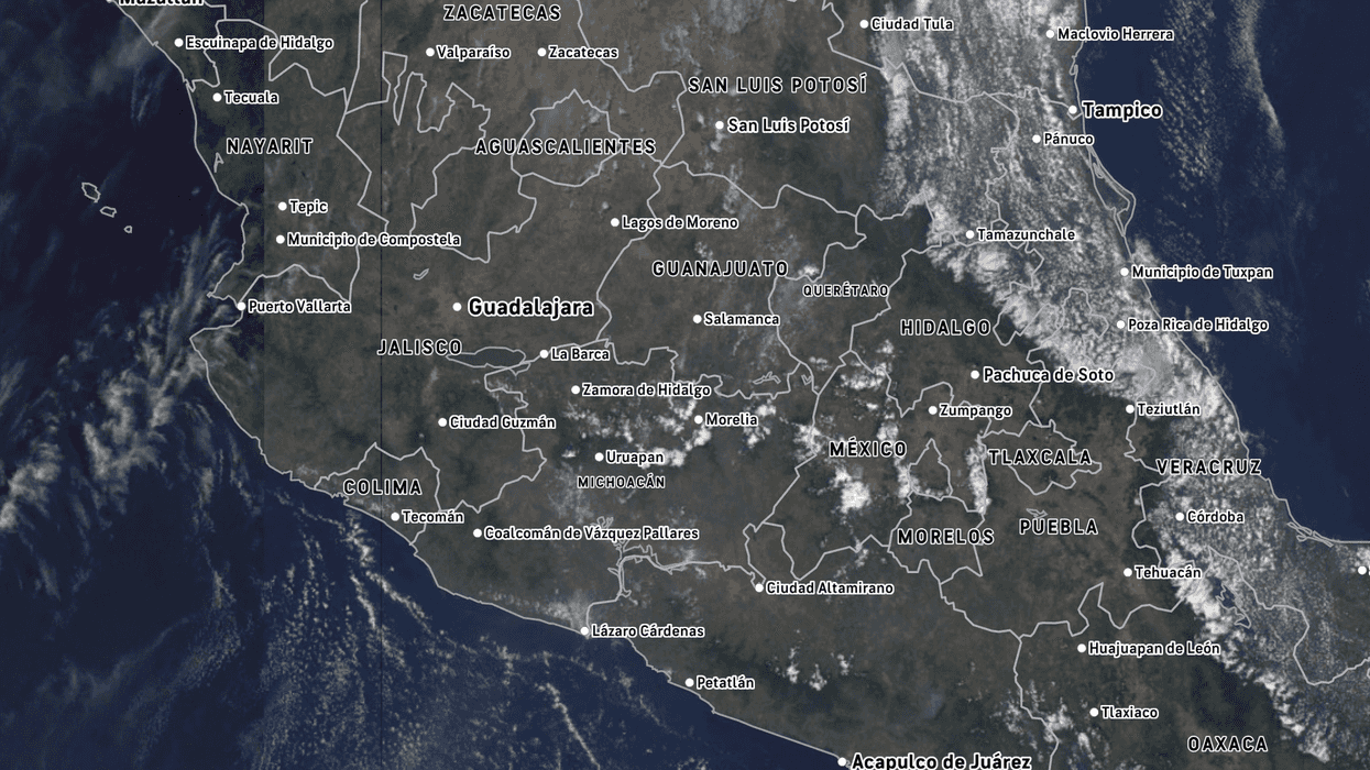 Mapa satelital del SMN sobre clima Querétaro hoy con frente frío 44 y línea seca