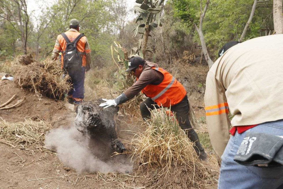 Maquinaria de Obras P\u00fablicas limpia el cauce del r\u00edo San Juan en territorio de San Juan del R\u00edo, Quer\u00e9taro