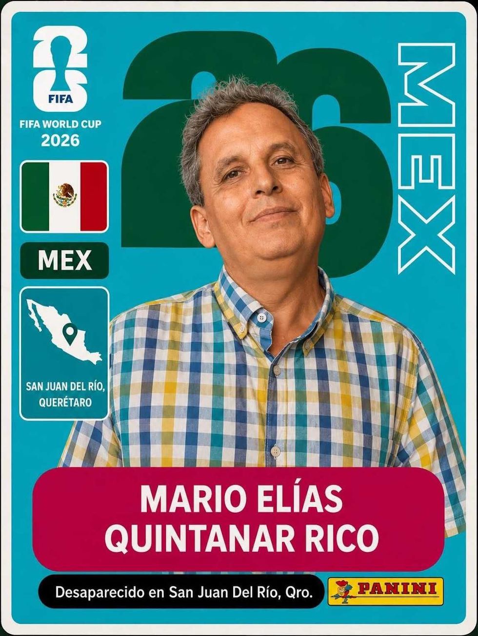 Mario El\u00edas Quintanar Rico, hombre de 59 a\u00f1os, cabello entrecano y camisa a cuadros, en la ficha de b\u00fasqueda difundida por la Fiscal\u00eda de Quer\u00e9taro.