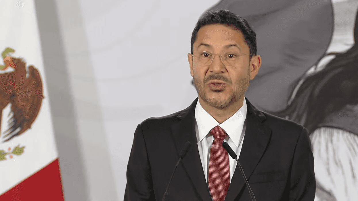 Martí Batres habla durante la conferencia matutina de la Presidencia.