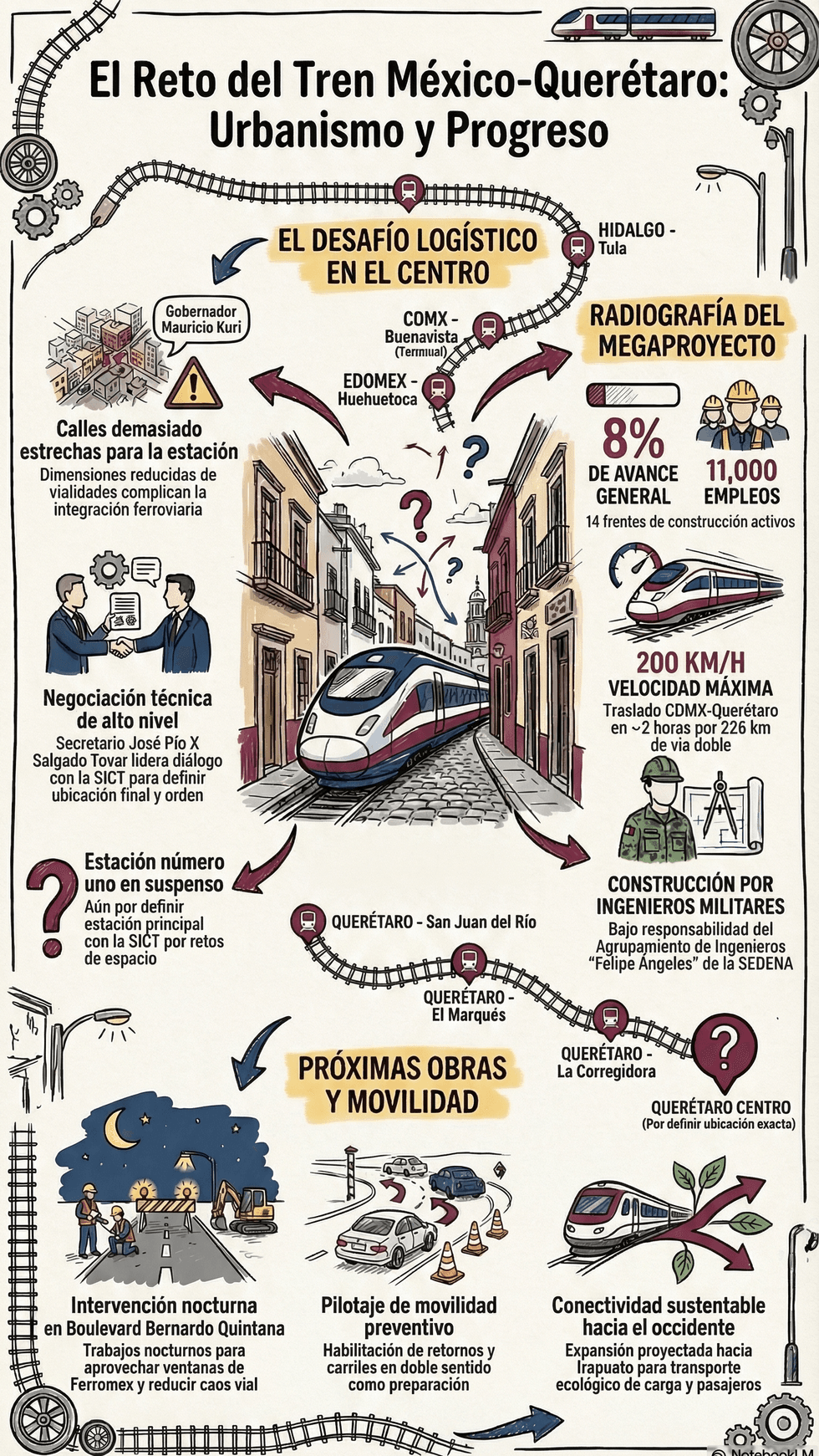 Mauricio Kuri Gonz\u00e1lez, gobernador de Quer\u00e9taro, expres\u00f3 preocupaci\u00f3n por el espacio reducido para la estaci\u00f3n c\u00e9ntrica del tren.