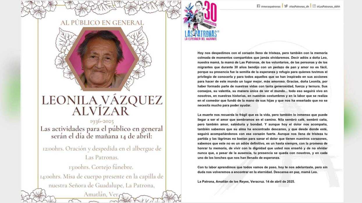 México: Último adiós a la fundadora de Las Patronas en el albergue donde trabajó por 30 años. Foto: Ilustrativa/ IG/Las Patronas.