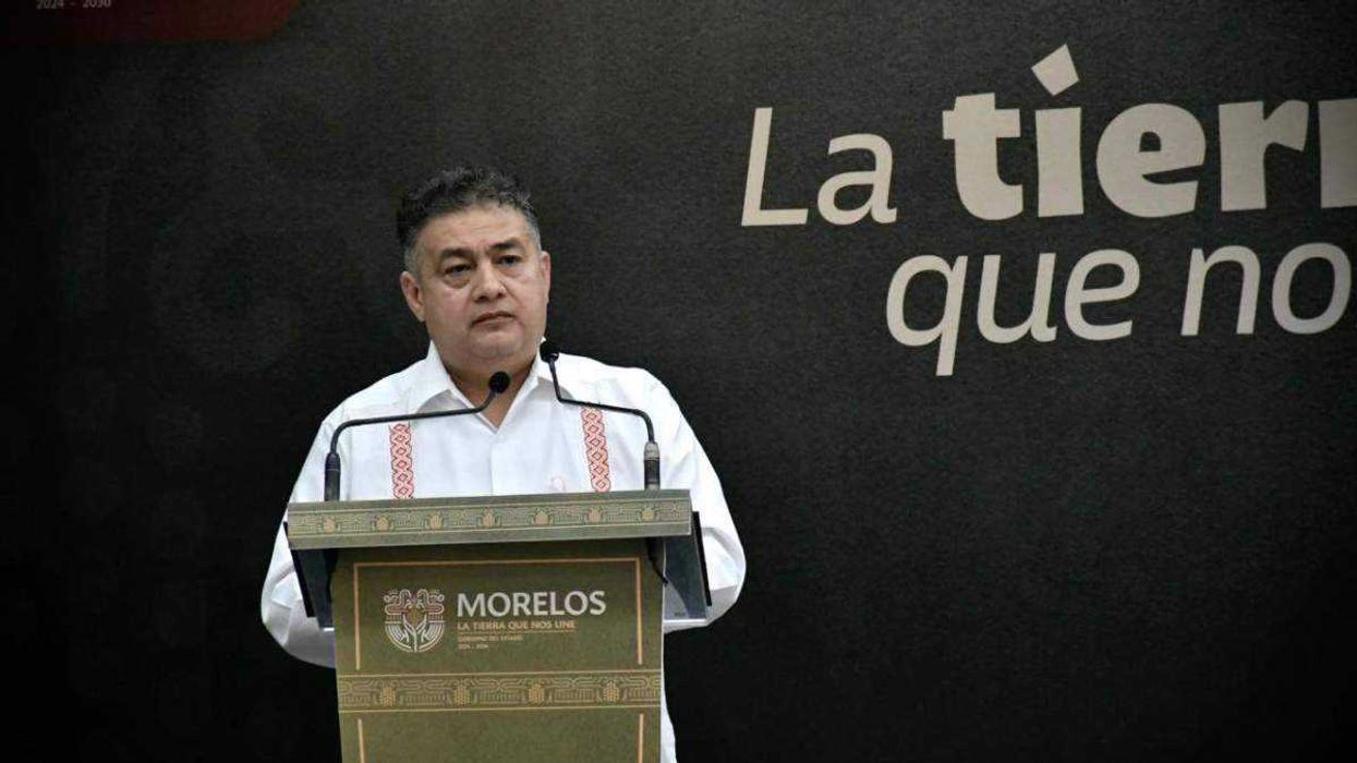 Miguel Ángel Urrutia Lozano, titular de SSPC Morelos, durante conferencia sobre grupos delictivos de la Ciudad de México operando en Morelos.