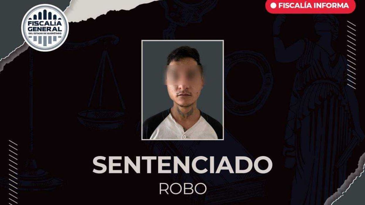 Mural con logo de Fiscalía General de Querétaro; sentencia por robo calificado en El Marqués.