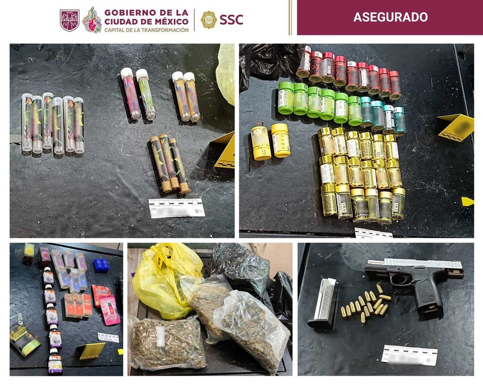Narc\u00f3ticos en envases y bolsas, arma corta con cargador y cartuchos, y cigarros electr\u00f3nicos asegurados en cateo en colonia Guerrero, Cuauht\u00e9moc.