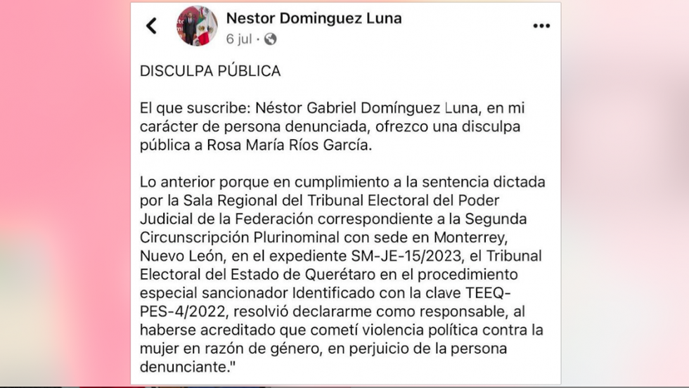 Néstor Domínguez sancionado por violencia política de género en Querétaro