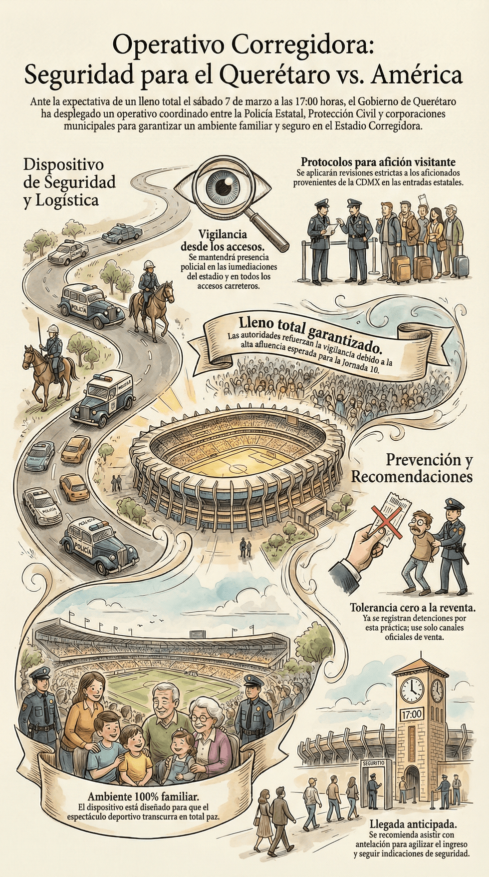 Operativo de seguridad en el Estadio Corregidora para el partido Quer\u00e9taro vs Am\u00e9rica de la Liga MX jornada 10