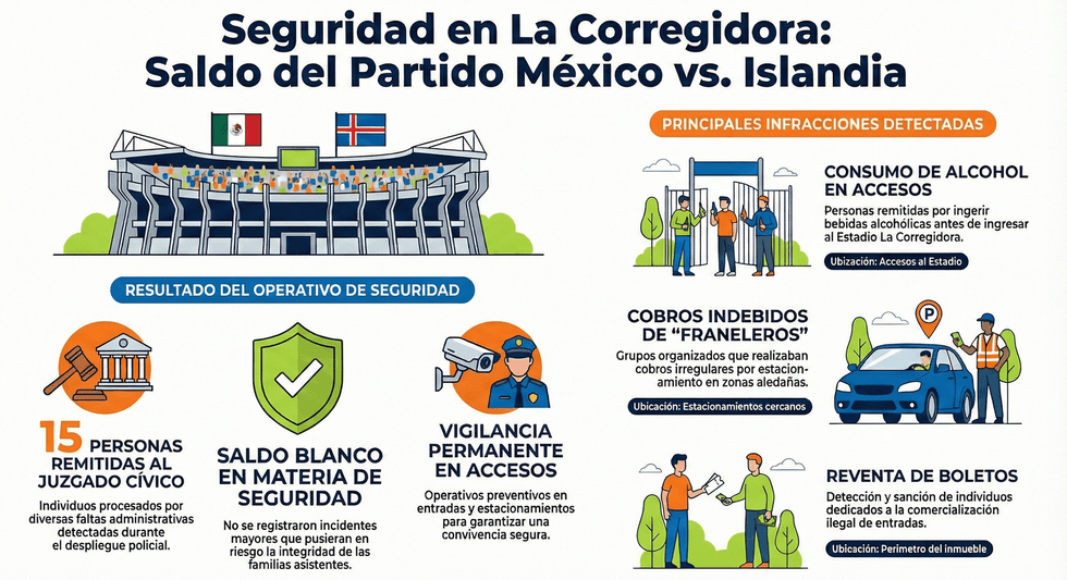 Operativo de seguridad p\u00fablica durante partido M\u00e9xico vs Islandia por faltas administrativas en Estadio La Corregidora Quer\u00e9taro