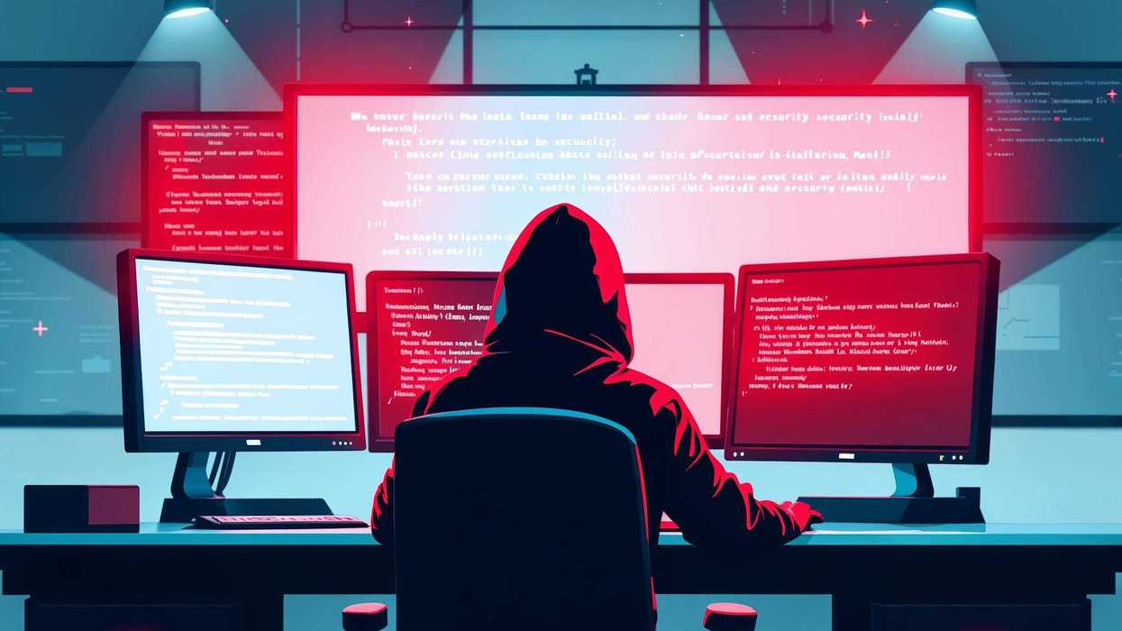 Pantalla con código de programación y logotipo de alerta de ciberseguridad ilustra campaña de malware Beagle vía Claude AI falso