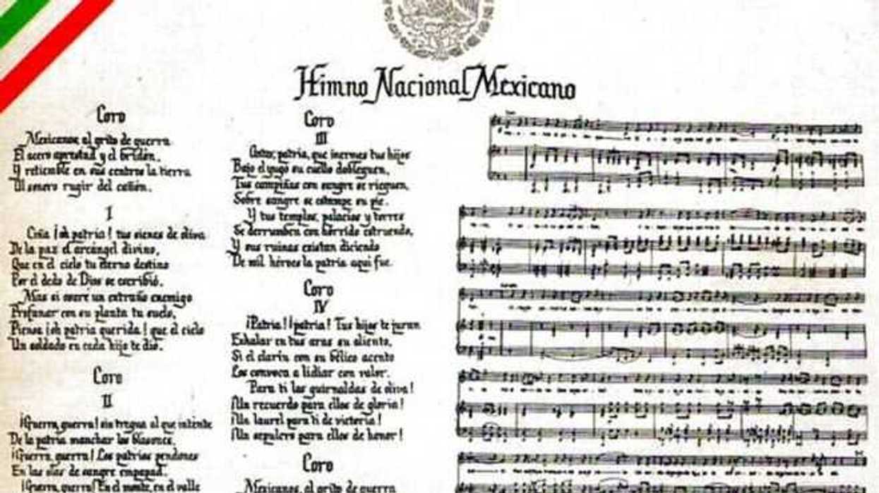 Partitura del Himno Nacional Mexicano. FOTO/ESPECIAL