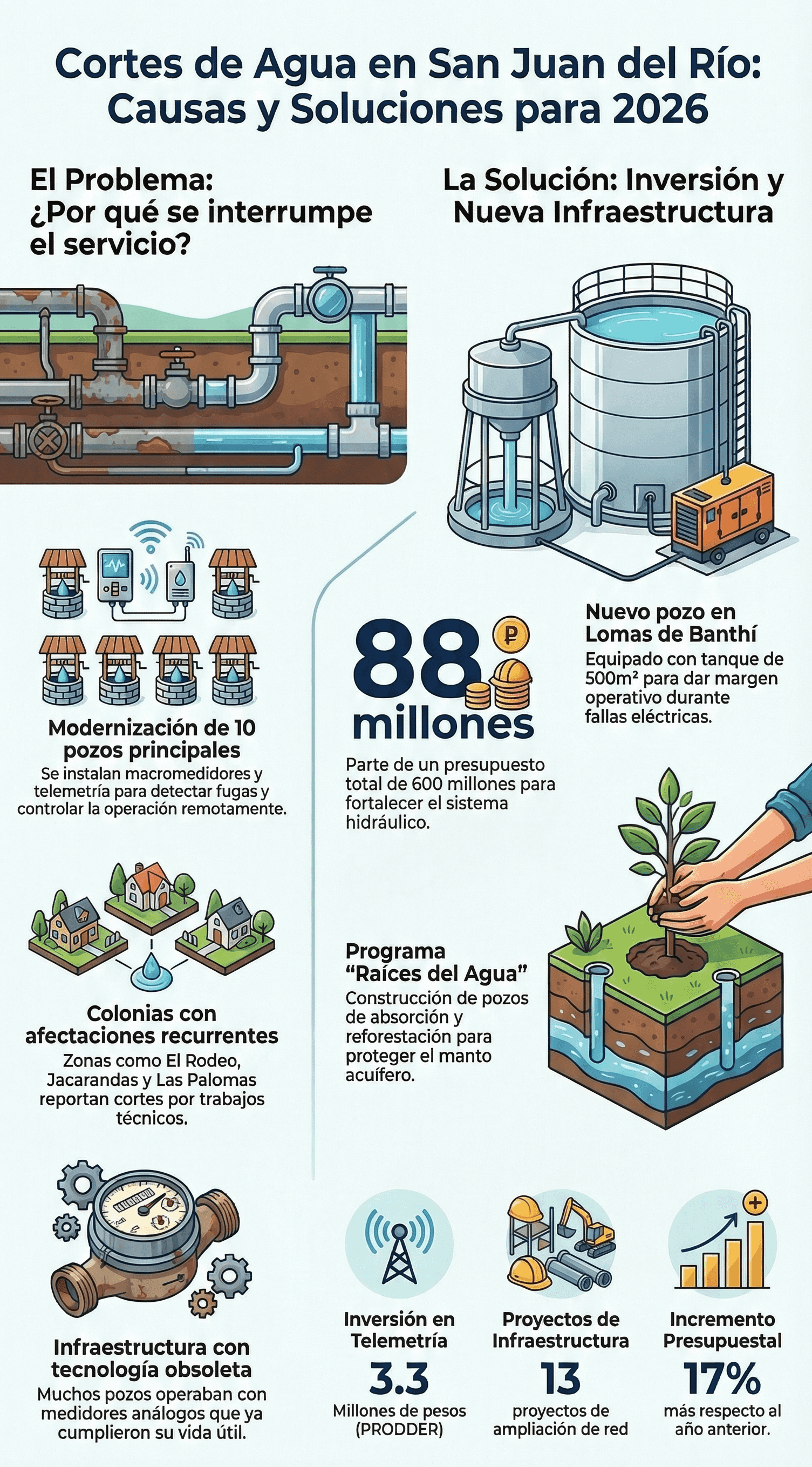 Pozo de agua potable con macromedidor de telemetr\u00eda instalado por JAPAM durante cortes de agua en San Juan del R\u00edo, Quer\u00e9taro