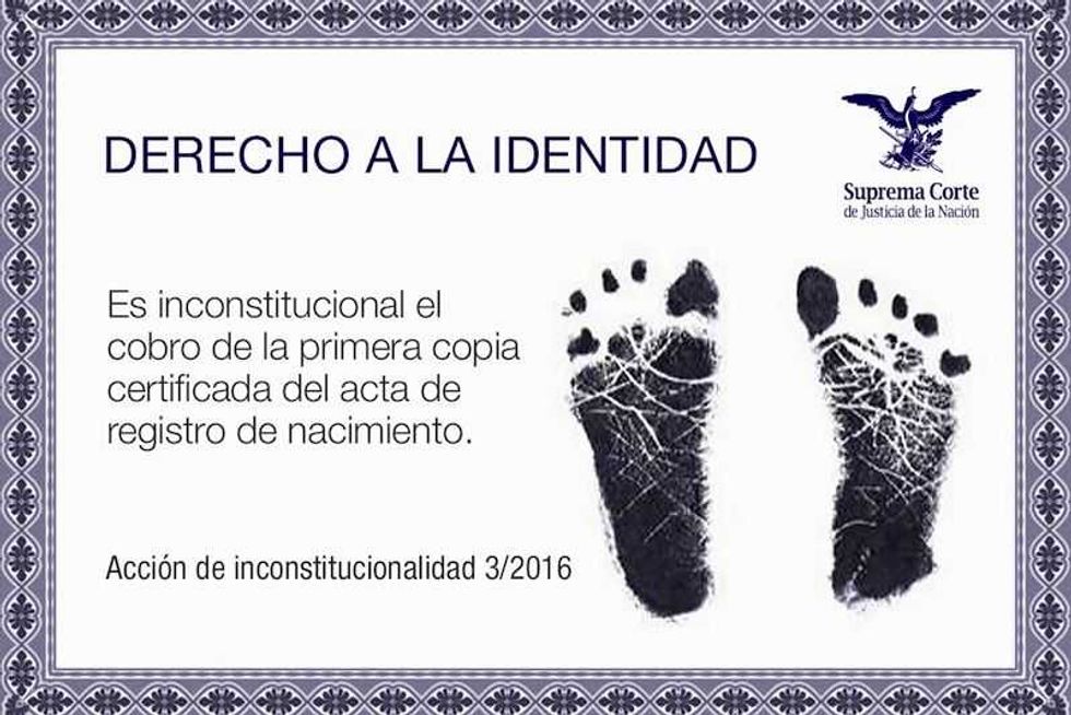 primera copia certificada del acta de nacimiento debe ser gratuita scjn 1