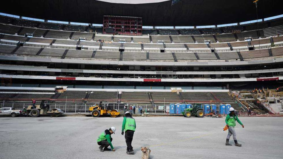 Renovación del estadio Azteca rumbo al Mundial 2026. AP.