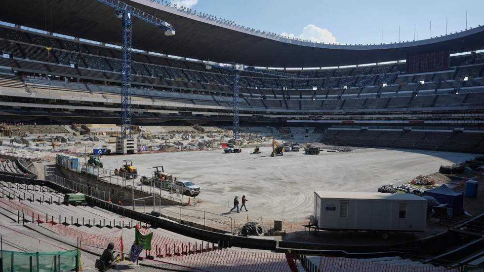 Renovación del estadio Azteca rumbo al Mundial 2026. AP.
