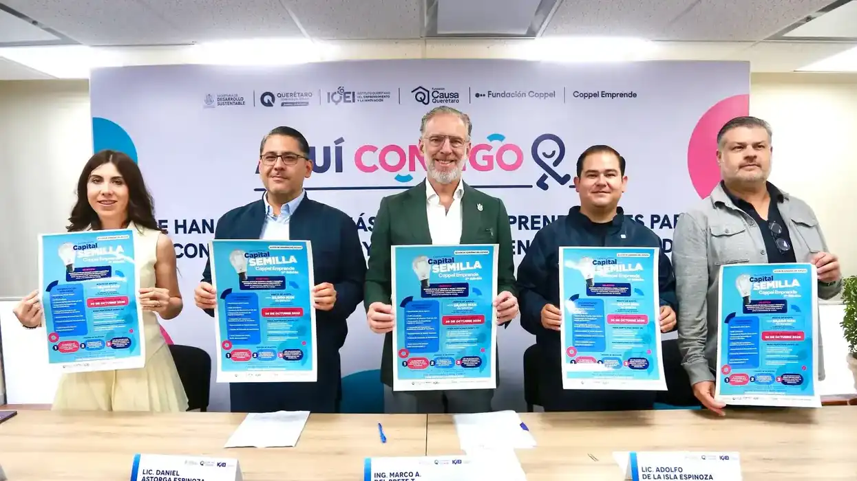 Representantes de SEDESU, IQEI, Fundación Coppel y Fundación Causa presentan la convocatoria Capital Semilla Coppel Emprende en Querétaro.