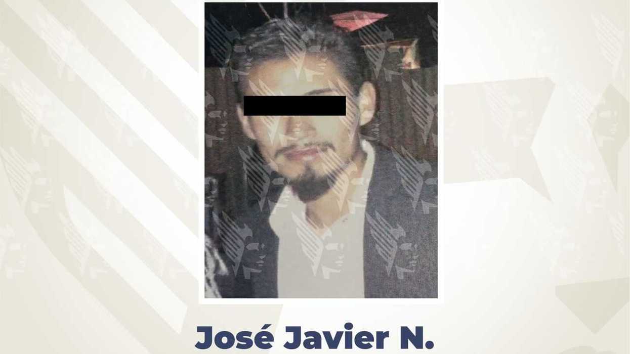 Retrato de José Javier N. con el rostro cubierto, distribuido por la FGE de Puebla tras su sentencia por maltrato animal en Huejotzingo.