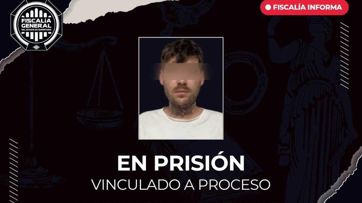 Retrato de Santiago “N”, vinculado a proceso por robo de vehículo en Corregidora, en tarjeta de la Fiscalía de Querétaro