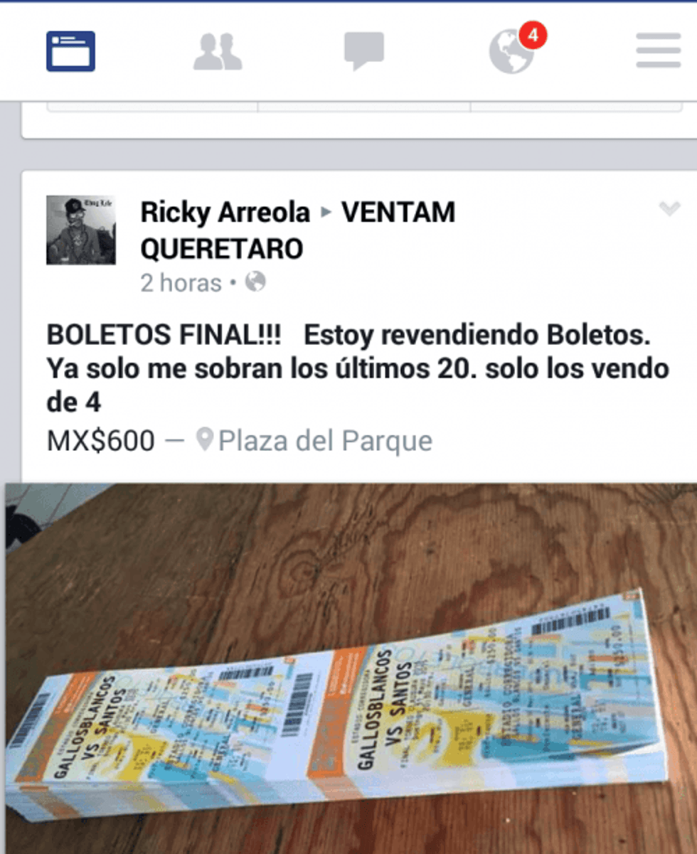 Reventa de boletos Gallos