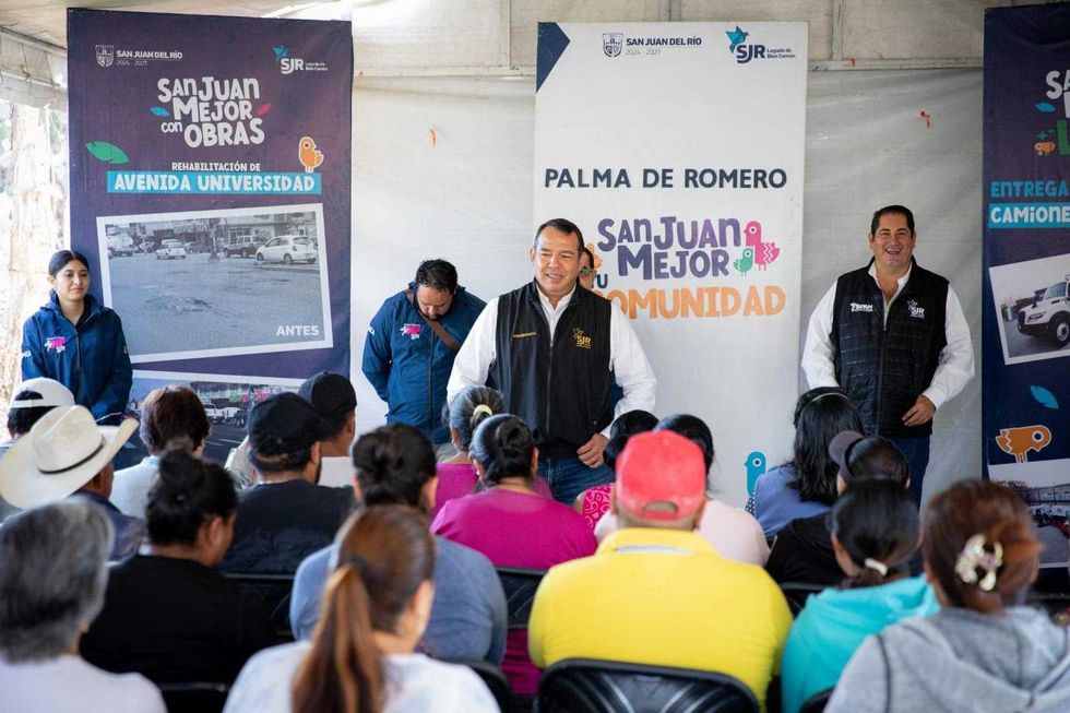 Roberto Cabrera Valencia alcalde San Juan del R\u00edo visita seguimiento comunidad Palma de Romero pl\u00e1tica prevenci\u00f3n adicciones entrega \u00e1rboles