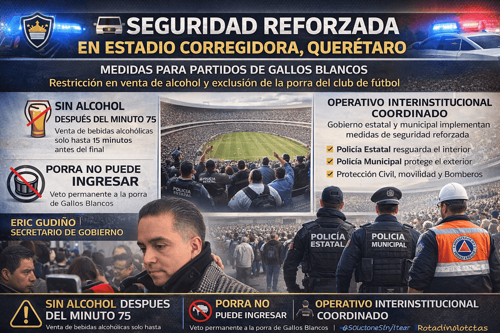 Se aplica protocolo de seguridad para partidos de Gallos Blancos 2026.
