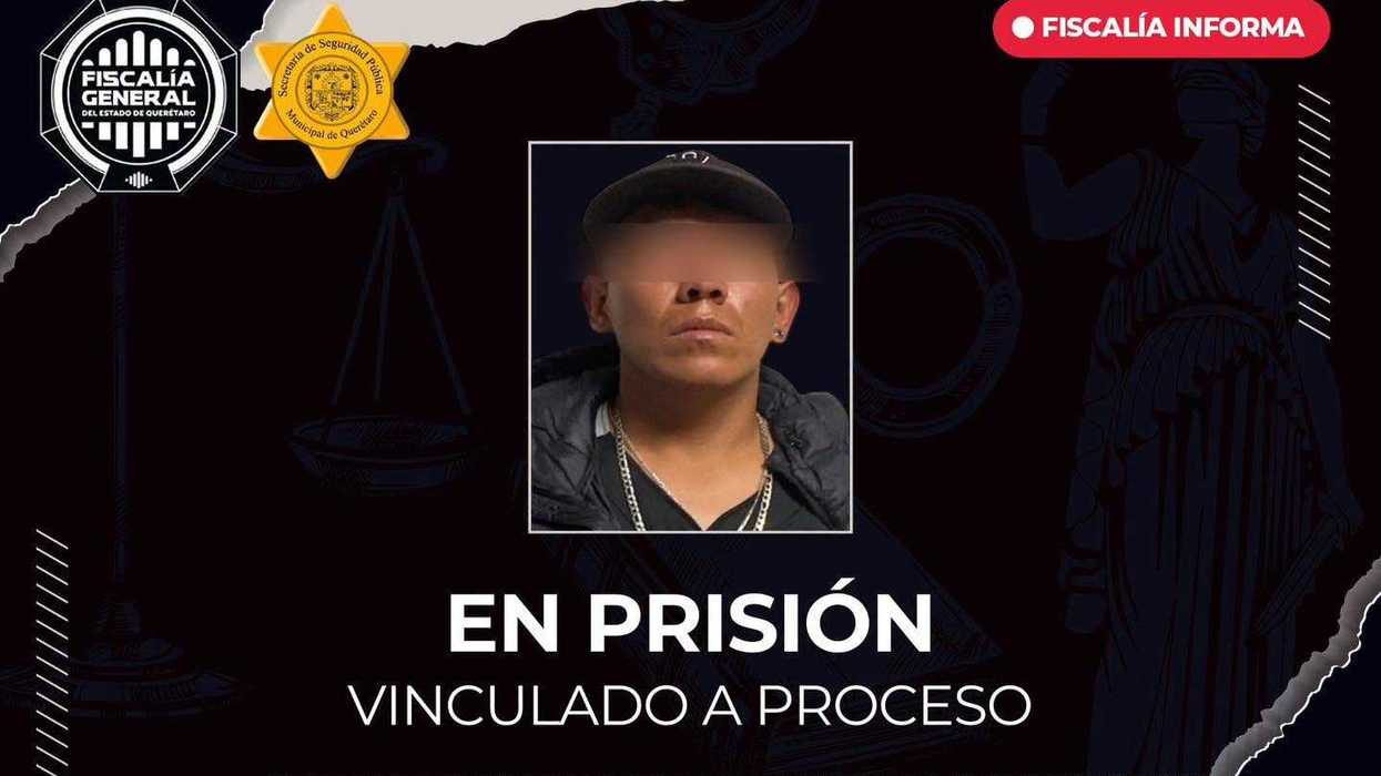 Tarjeta de vinculación a proceso de Roberto "N", imputado por portar placa de circulación ajena en motocicleta en la colonia Ciudad del Sol de Querétaro