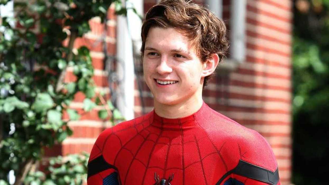 Tom Holland pictured in full Spidey Costume on the set of 'Spider-Man Homecoming' filming in Sunnyside, Queens
