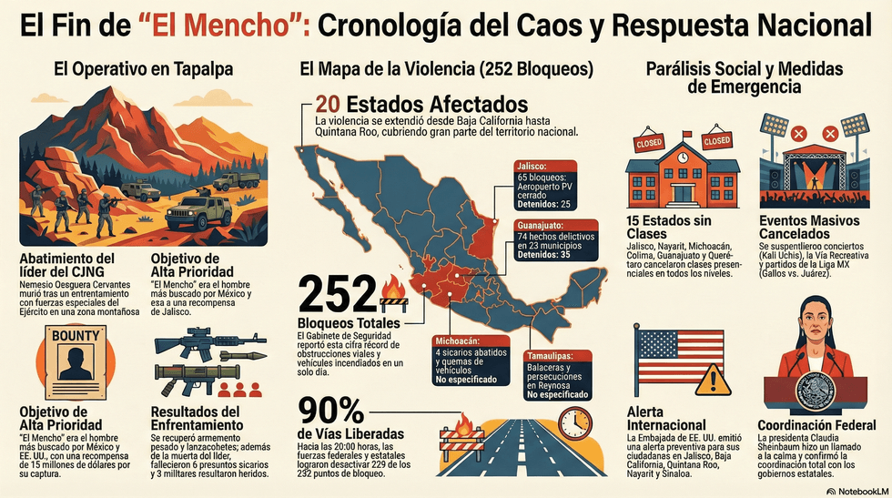 Veh\u00edculo calcinado en carretera de Jalisco tras ola de narcobloqueos por muerte de El Mencho en Tapalpa