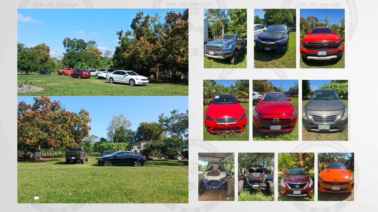 Vehículos de lujo asegurados durante operativo contra La Barredora en Jalapa, Tabasco, marzo 2026