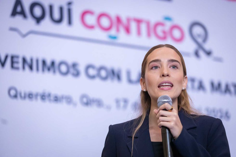 Virginia Hern\u00e1ndez V\u00e1zquez, titular de la SEJUVE de Quer\u00e9taro, durante la presentaci\u00f3n del SIAT Alerta Mat\u00edas, 17 de agosto de 2026.