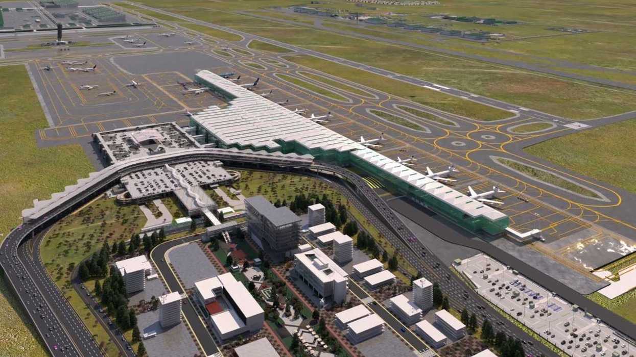 Vista aérea del Aeropuerto Internacional Felipe Ángeles en el Estado de México, zona donde fue reportado el robo de un cargamento de drones DJI.