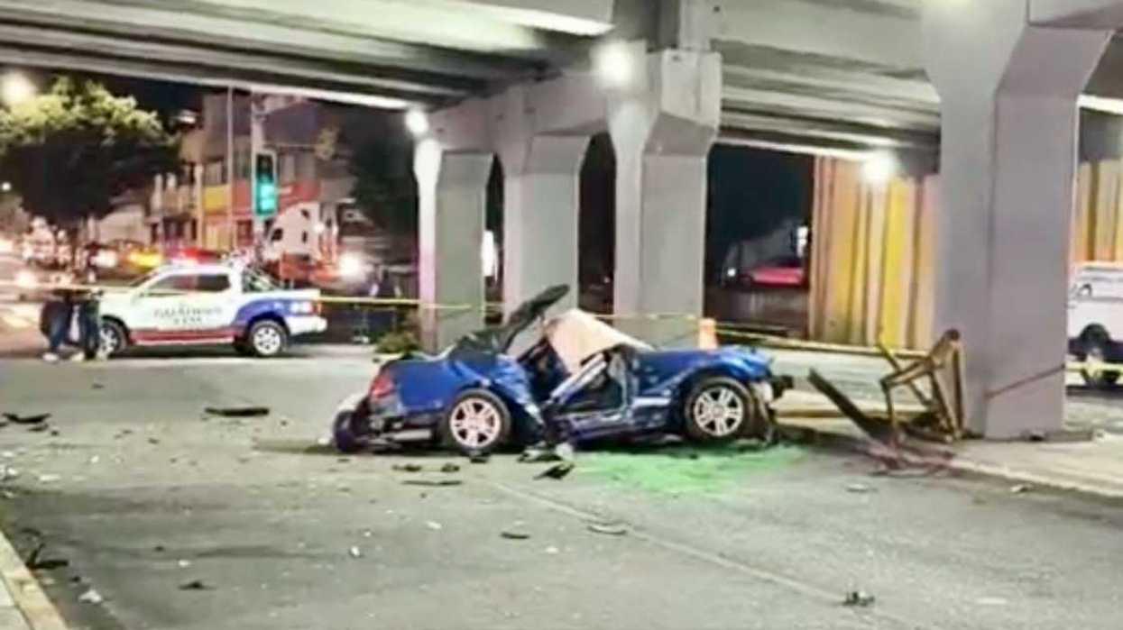 Vista del nivel inferior del puente de Cimatario donde cayó el Ford Mustang desde los carriles centrales de la autopista México-Querétaro