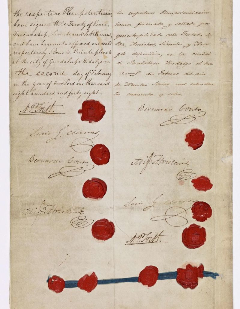 Exhiben en Denver el tratado que "alteró drásticamente" a México y EE.UU. EFE/National Archives.