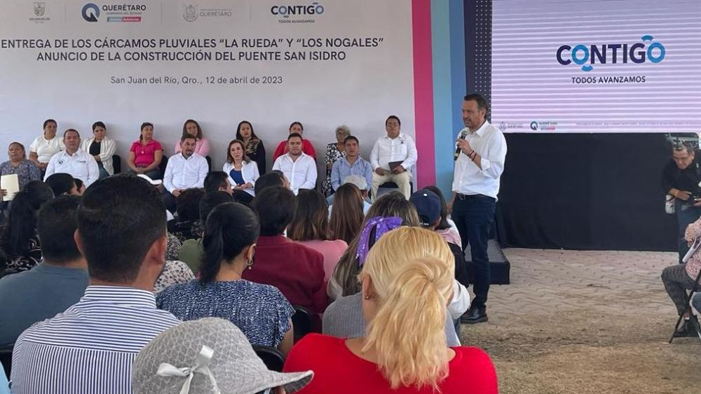 Gobernador Mauricio Kuri entrega cárcamos pluviales en San Juan del Río.