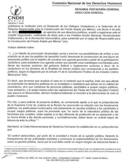 AMLO no viola derechos humanos de Gálvez en ‘mañaneras’: CNDH.
