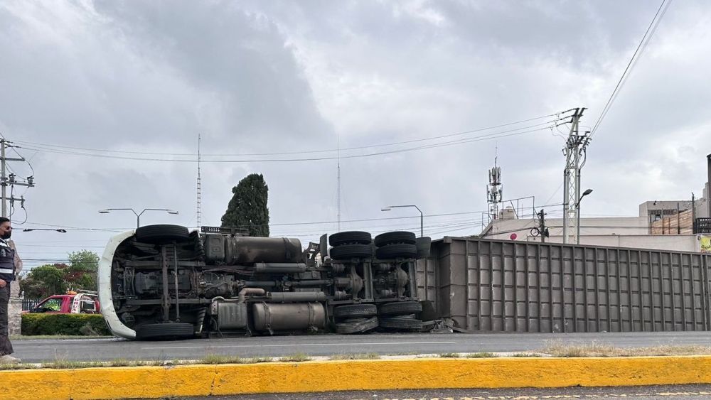 Accidente en carretera San Juan del Río-Xilitla: Volcadura de tráiler ganadero.