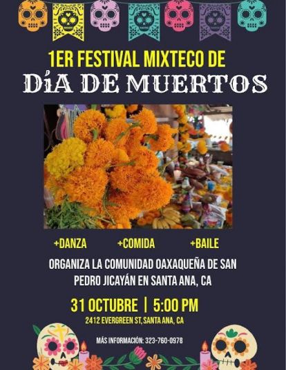 Se realizará en California el primer festival mixteco de Día de Muertos.
