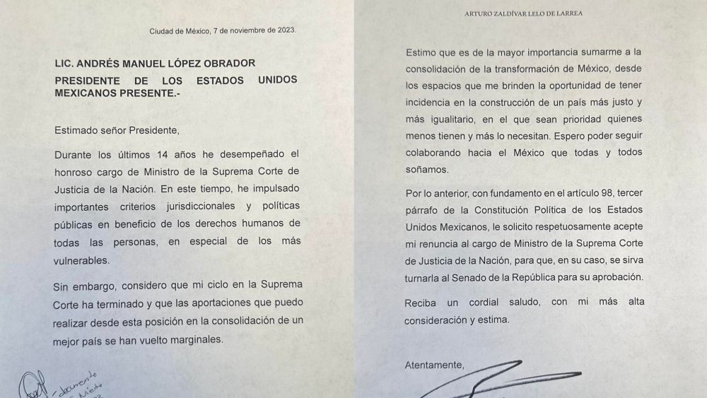 Renuncia ministro Arturo Zaldívar a la SCJN.