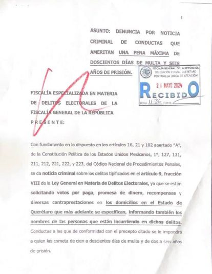 Presentará MORENA denuncias por presuntos delitos electorales en Querétaro y El Marqués.