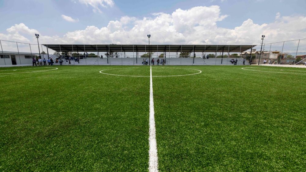 Nueva cancha de Fútbol 7 en Cazadero, localidad de San Juan del Río.