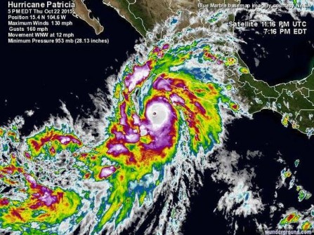 Patricia el huracán más poderoso de la historia.
